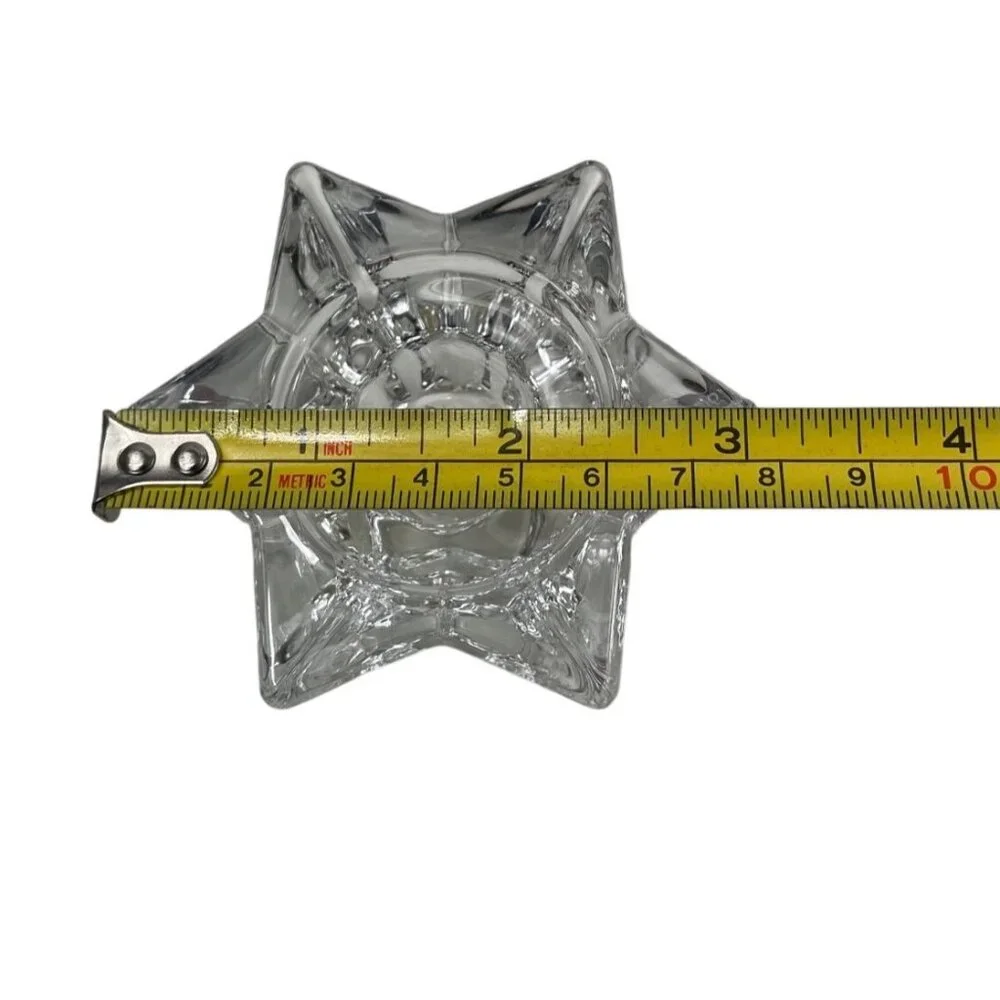 Set Of 4 Star-Shaped Clear Glass Candle Holders Taper & Tealight/Votive Candles
